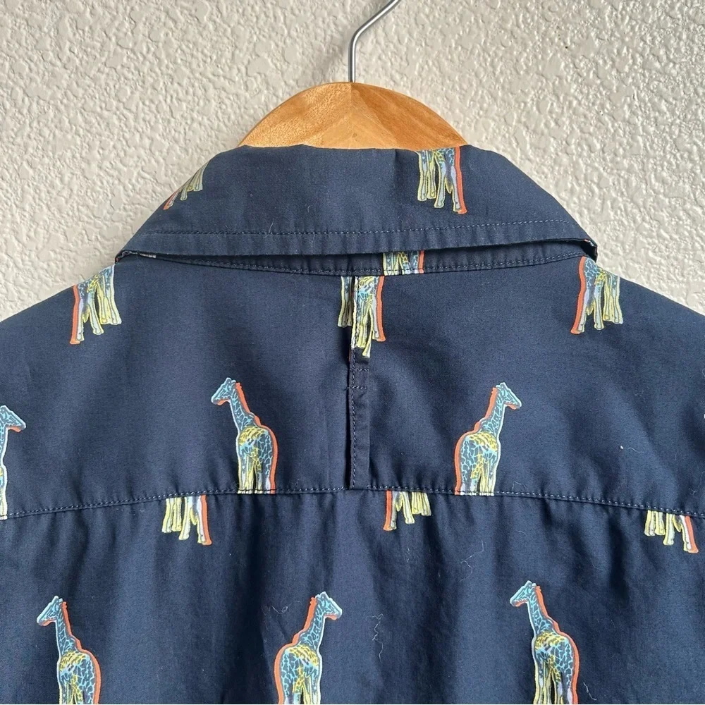 Banana Republic | Luxe Poplin Navy Giraffe Print Button Down Shirt